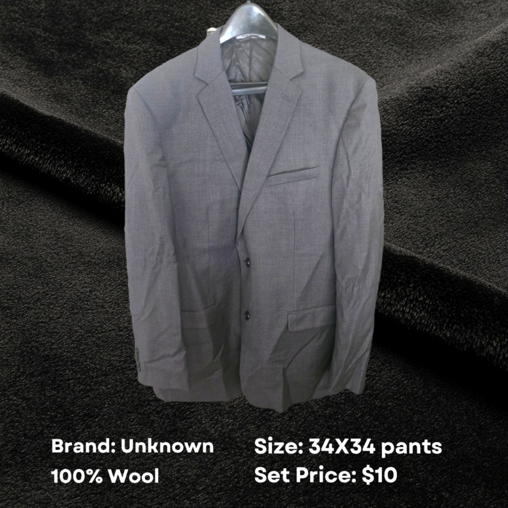 Men's Wool Suit Jacket - Gray